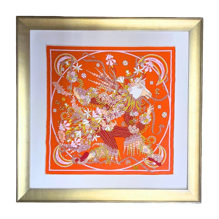 Hermes Danse du Printemps Framed Vintage Silk Scarf 24" for wholesale by Vintage Luxe Up