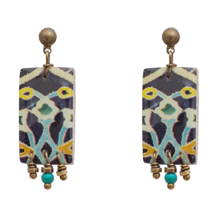 Handmade Ceramics Drop Earrings - Oriental Mosaic Tiles for wholesale by Papital Gallery