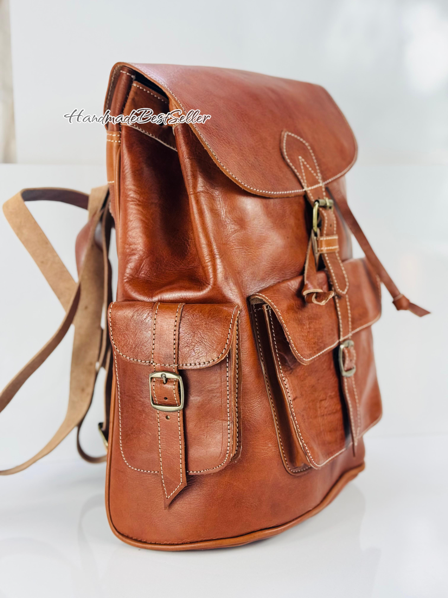 HandmadeBestSeller – wholesale Backpack – Unisex – Handmade Leather Backpack – Multi-Pocket Travel Bag9