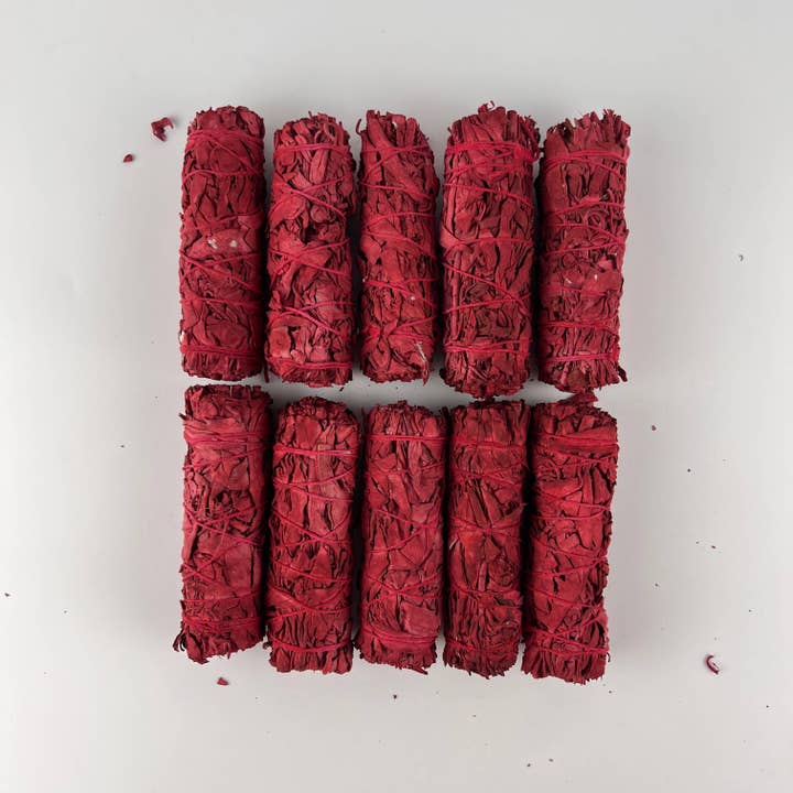 GREENROOTS USA LLC - Wholesale Sage Bundle - White Sage Dragon Blood Red Smudge Stick Bundle 4"5
