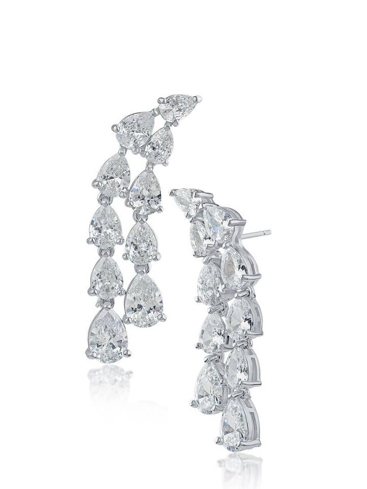 Dubbel päronvattenfall örhängen för wholesale av CZ by Kenneth Jay Lane