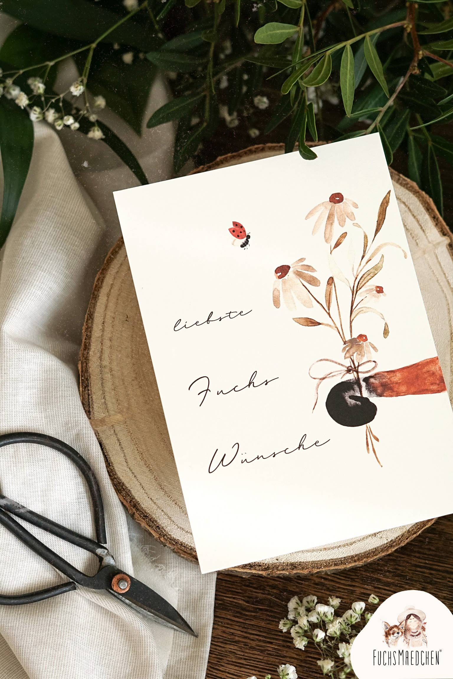 FuchsMaedchen - Wholesale Christmas Card - Greeting cards dearest fox wishes