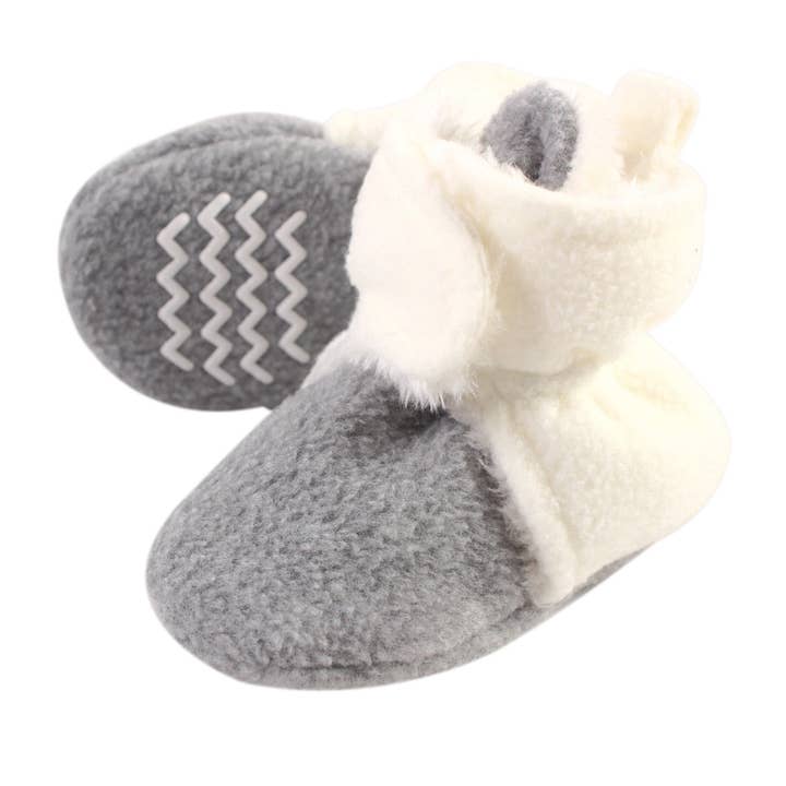 Bottines Cozy Baby Polaire et Sherpa Hudson, gris chiné crème pour la vente par BabyVision