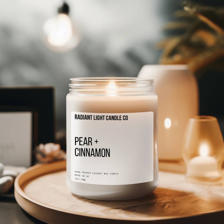 Radiant Light Inc - Wholesale Jar/Filled Candle - Pear + Cinnamon Scented 7oz Candle2