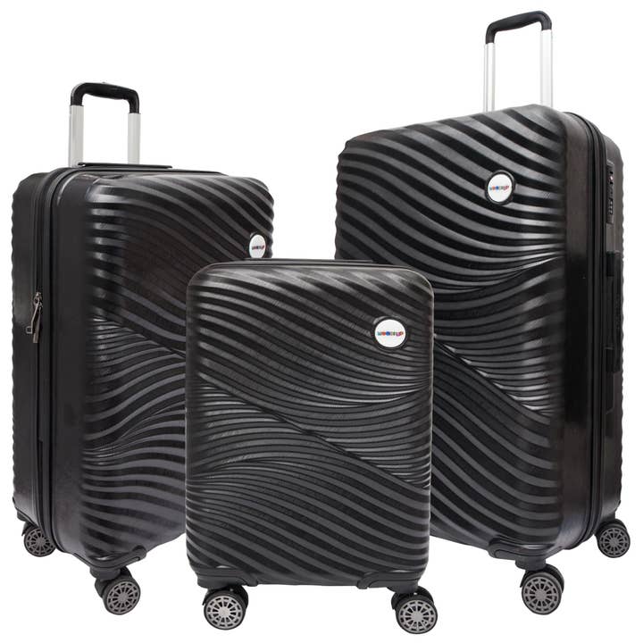 Biggdesign Moods Up Black 3-Piece Luggage Set for wholesale by Biggbrands