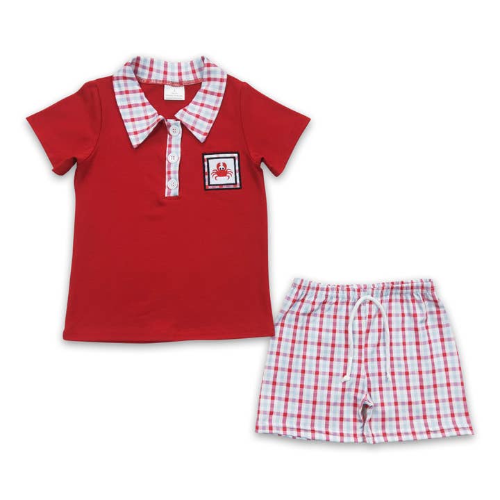 Yawoo Garments - Wholesale Clothing Set - Baby - Crab embroidery baby kids summer clothing