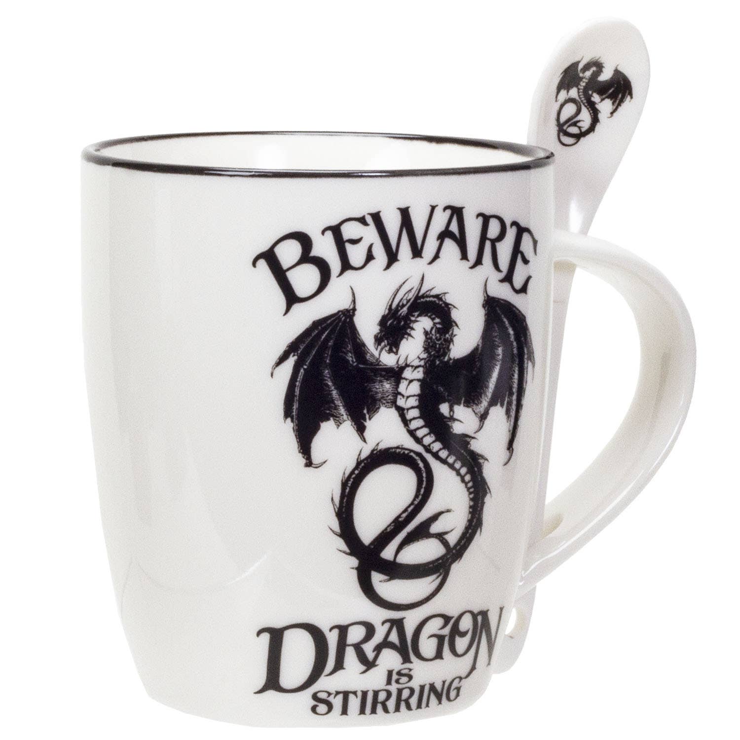 Pacific Trading – wholesale Coffee mug – Alchemy Gothic Mug & Spoon Set Dragon is Stirring1
