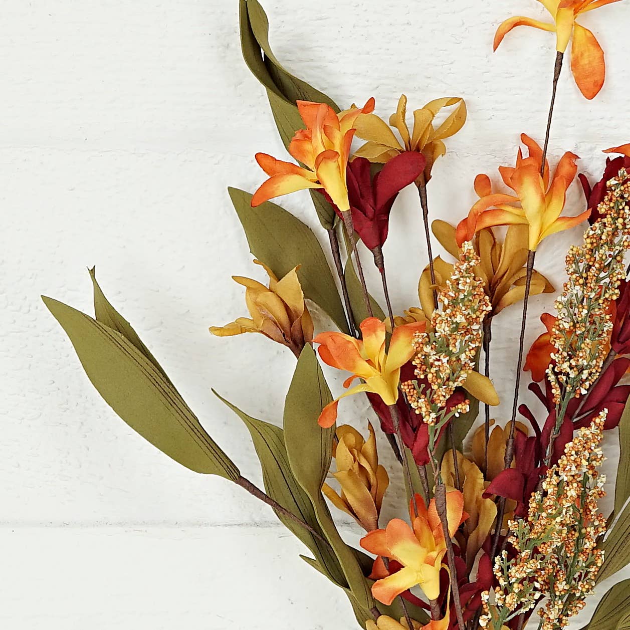 Impressive Enterprises, Inc. - Wholesale Artificial Flowers - 31635-16in Bush-Orange Burgundy Wildflowers2