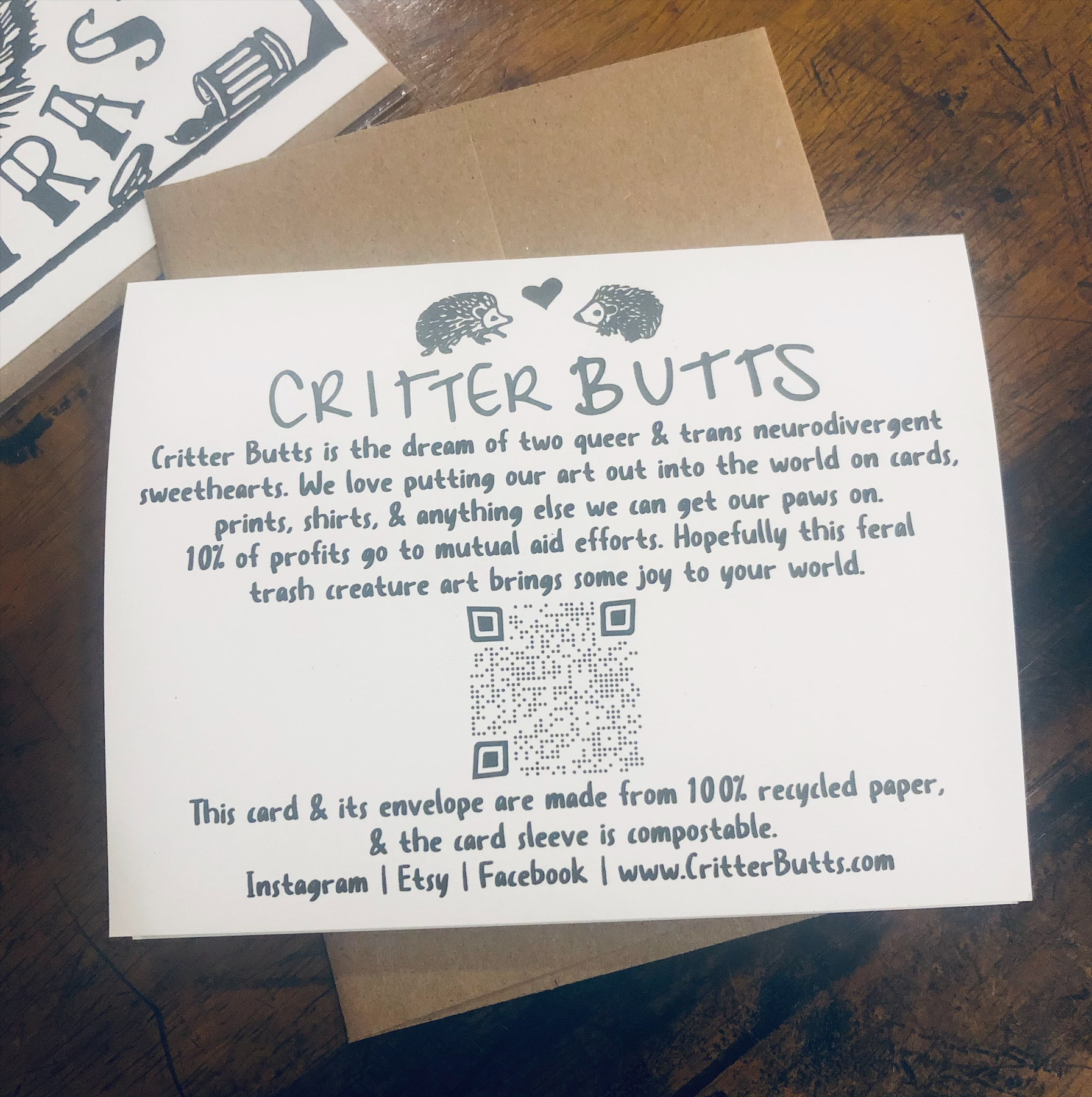 Critter Butts - Wholesale Everyday Greeting Card - Live Fast Eat Trash - 100% Recycled Greeting Card, Raccoon3
