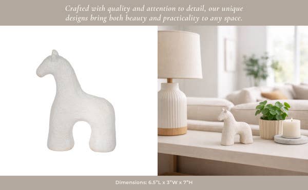 Sagebrook Home - Wholesale Decorative Figurine - Ceramic Modern Textured Solid Horse Figurine - White, 7 in.13