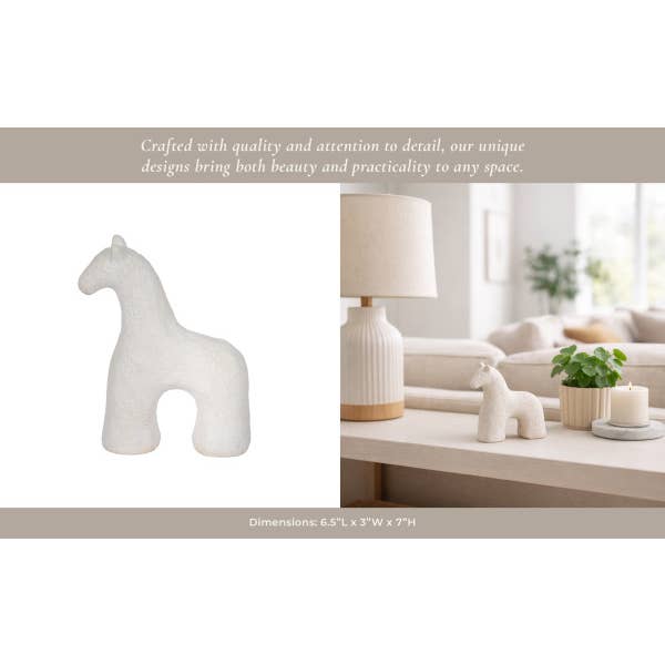 Sagebrook Home - Wholesale Decorative Figurine - Ceramic Modern Textured Solid Horse Figurine - White, 7 in.13