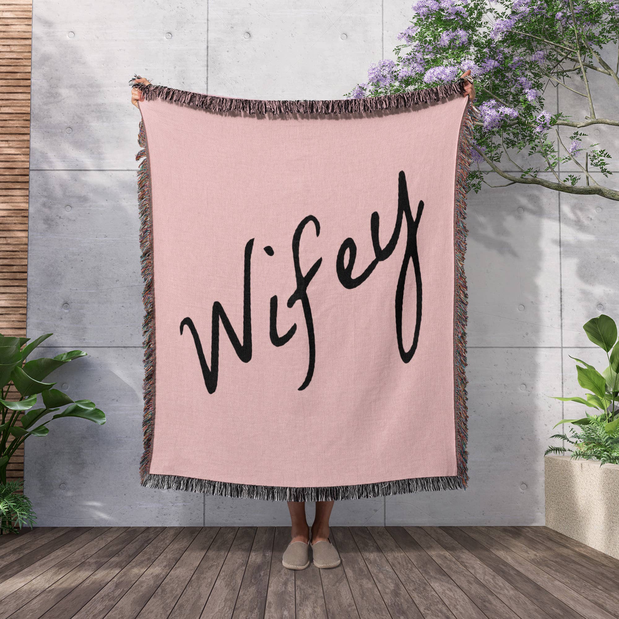 3dRose - Wholesale Throw Blanket - 3dRose, Wifey, light pink background, Blanket2