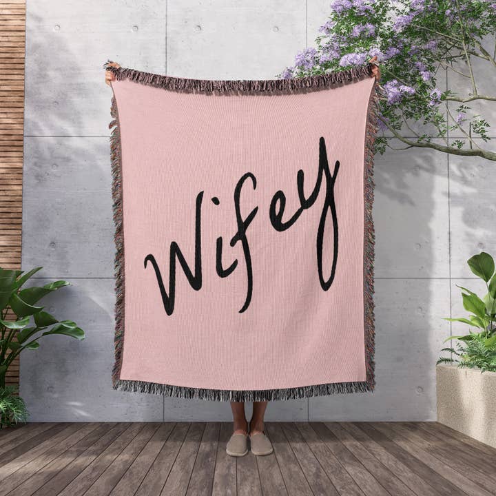 3dRose - Wholesale Throw Blanket - 3dRose, Wifey, light pink background, Blanket2