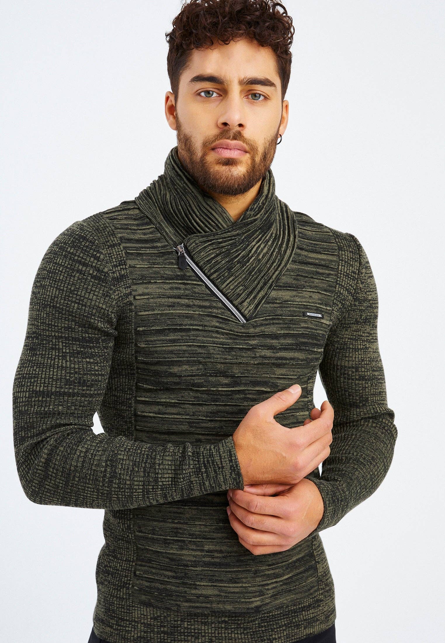 Leif Nelson GmbH - Wholesale Knit Sweater - Men's - Men's Knit Sweater Fine Knit Shawl Collar LN-153534
