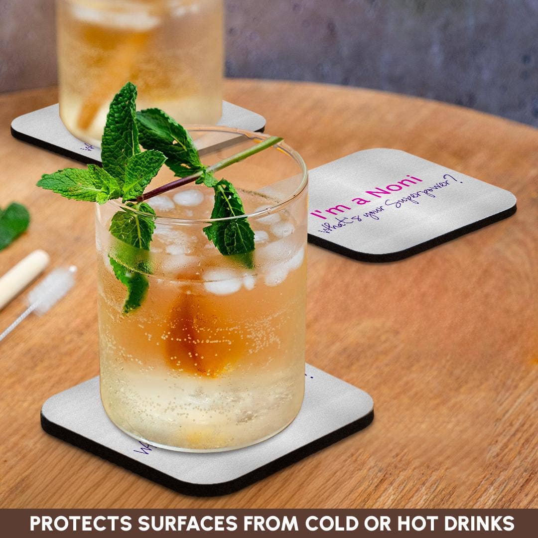 3dRose – Base de copos por atacado – 3dRose, Sou uma Noni - Qual é o teu superpoder - rosa choque - presente engraçado para avó, Base para Copos9