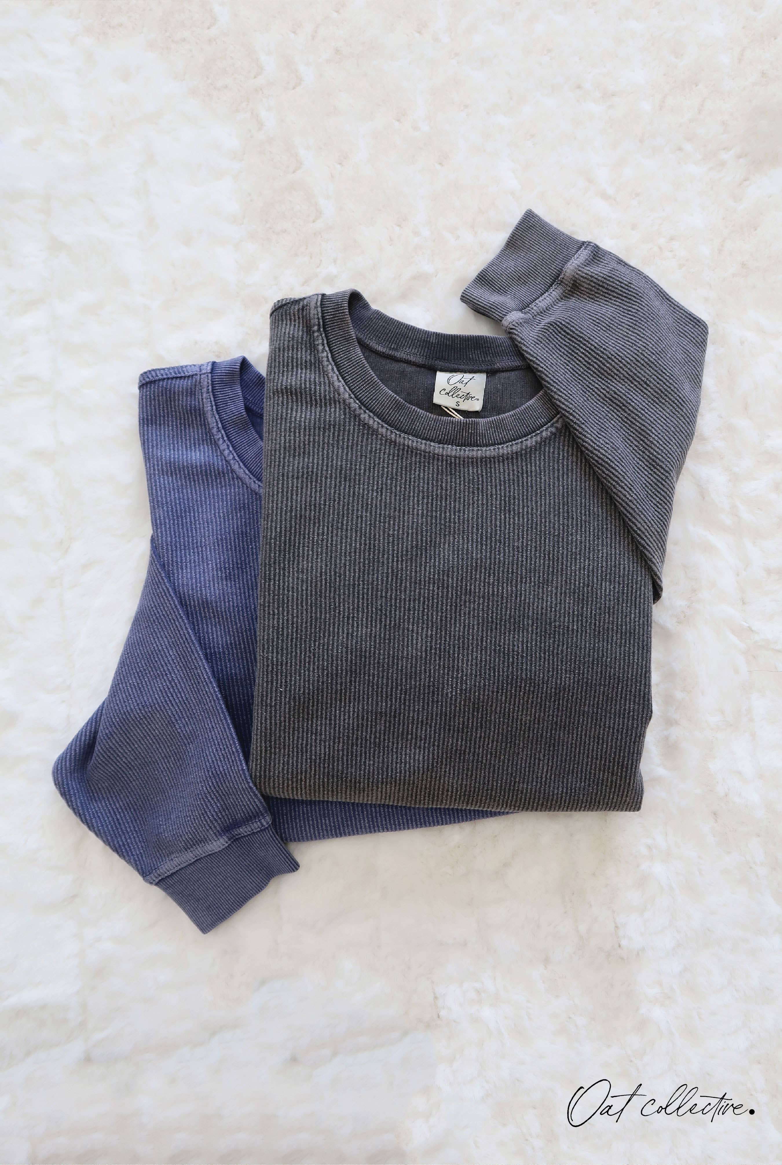 OAT COLLECTIVE - Wholesale Graphic Sweatshirt - Women's - PREMIUM BASIC Cropped Thermal Vintage Pullover 1