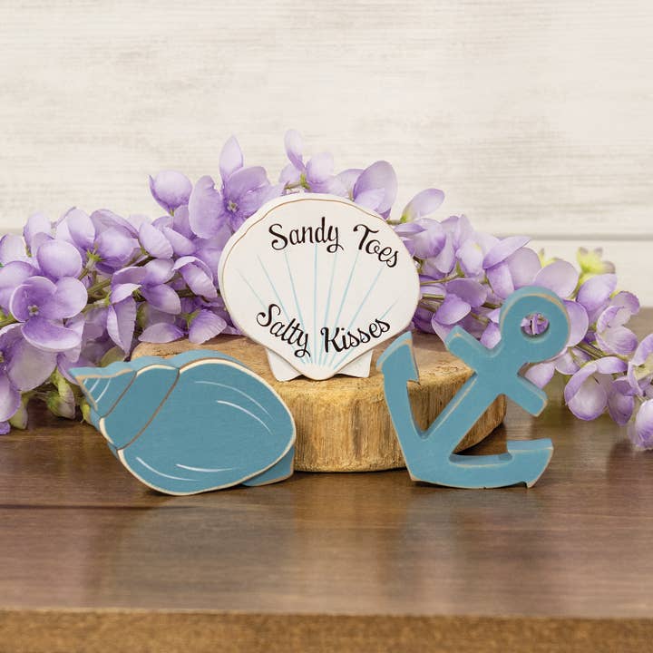 Col House Designs - Wholesale Decorative Tabletop Object - Sandy Toes Wooden Sitter - 3 Asstd.1