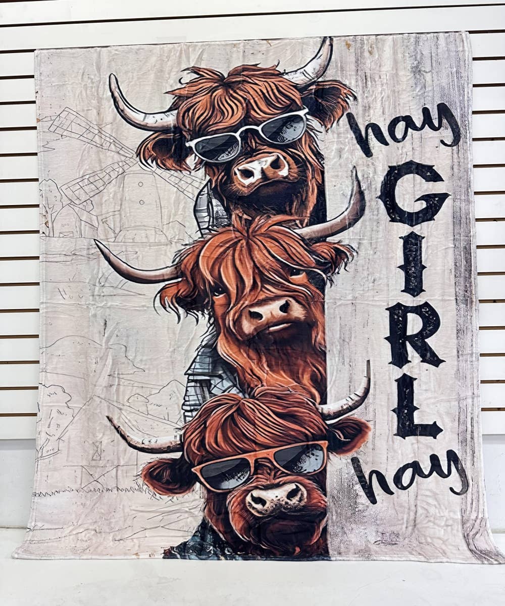 DESHENG ENTERPRISE - Wholesale Decoratiedeken - HIGHLAND COW WESTERN FLANELDEKEN0