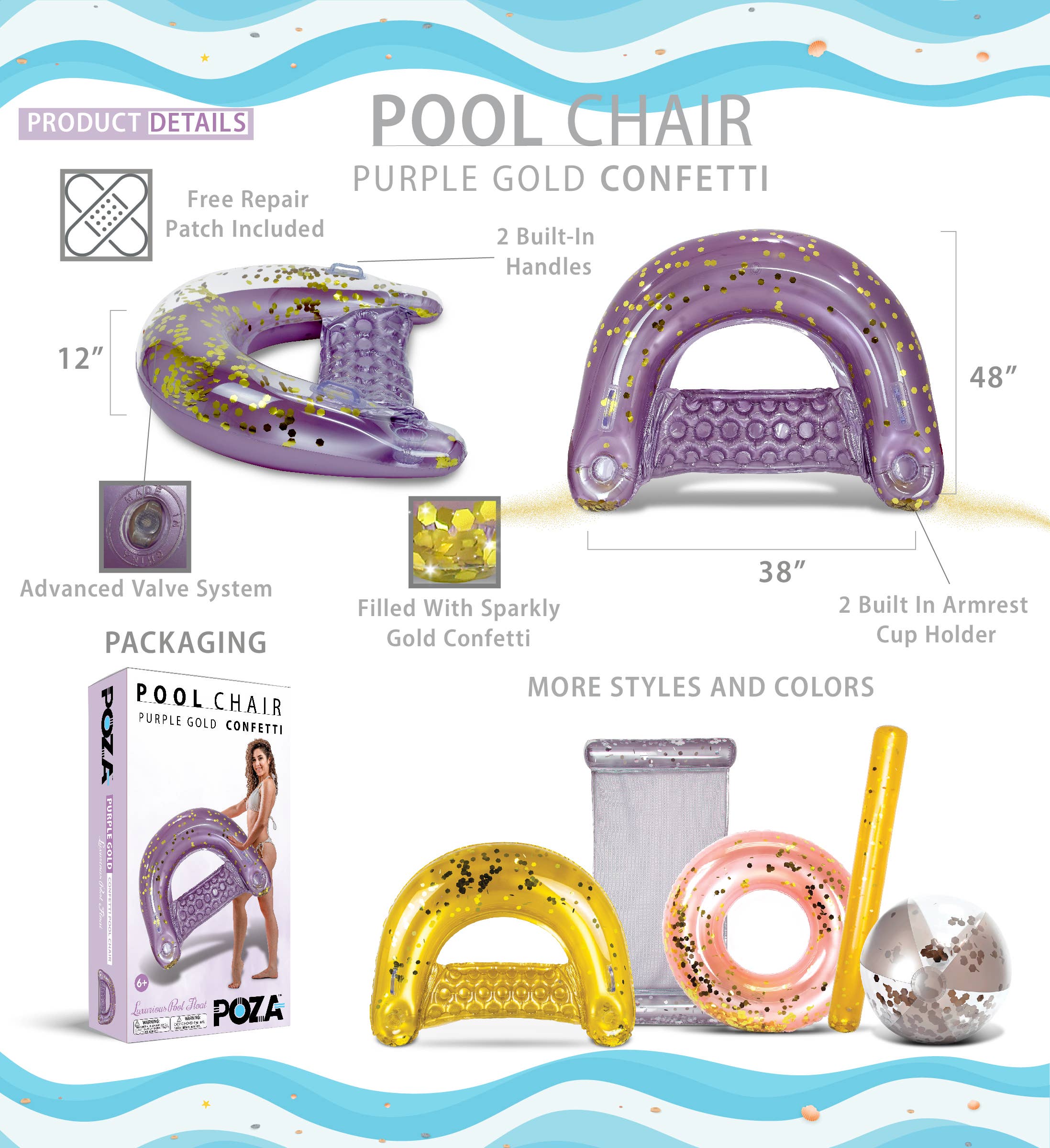 Cota Global - Wholesale Inflatables - Pool Float - Purple Gold Pool Chair1