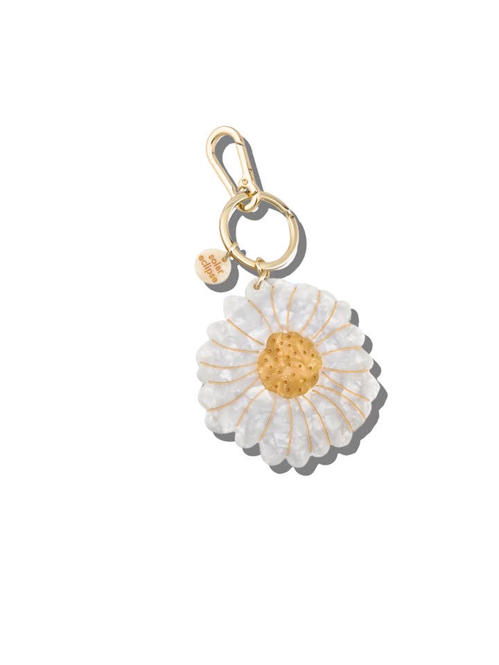 Hand-painted Daisy Bag Charm & Keychain | Eco-Friendly for wholesale by Solar Eclipse