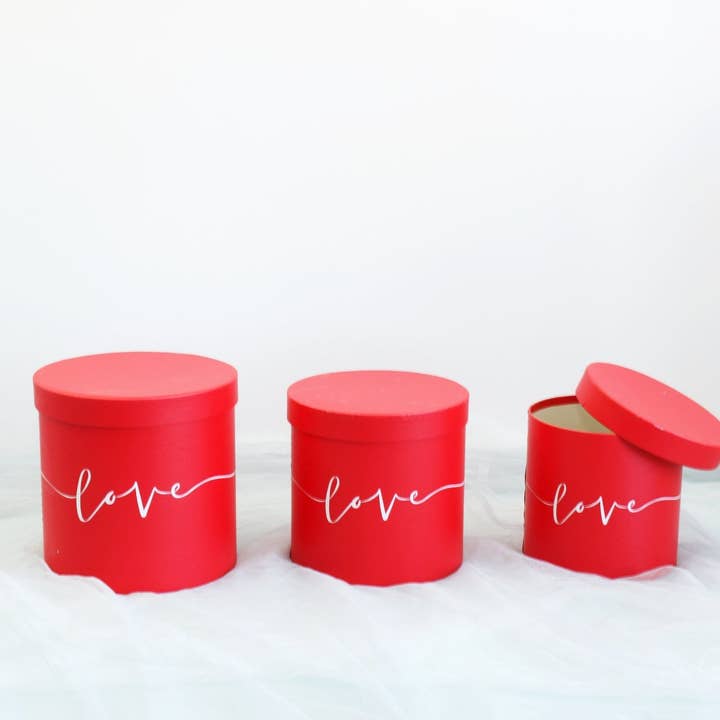 Elegant Design Supply - Vendita all'ingrosso Confezioni regalo - Scatola rotonda per fiori a forma di cappello con motivo Love21