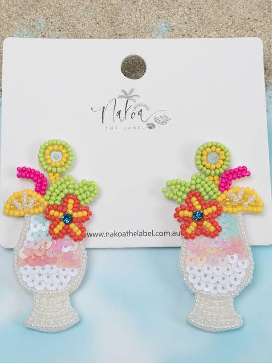 Cocktail Beaded Earrings - Pina Colada for wholesale by Nakoa The Label