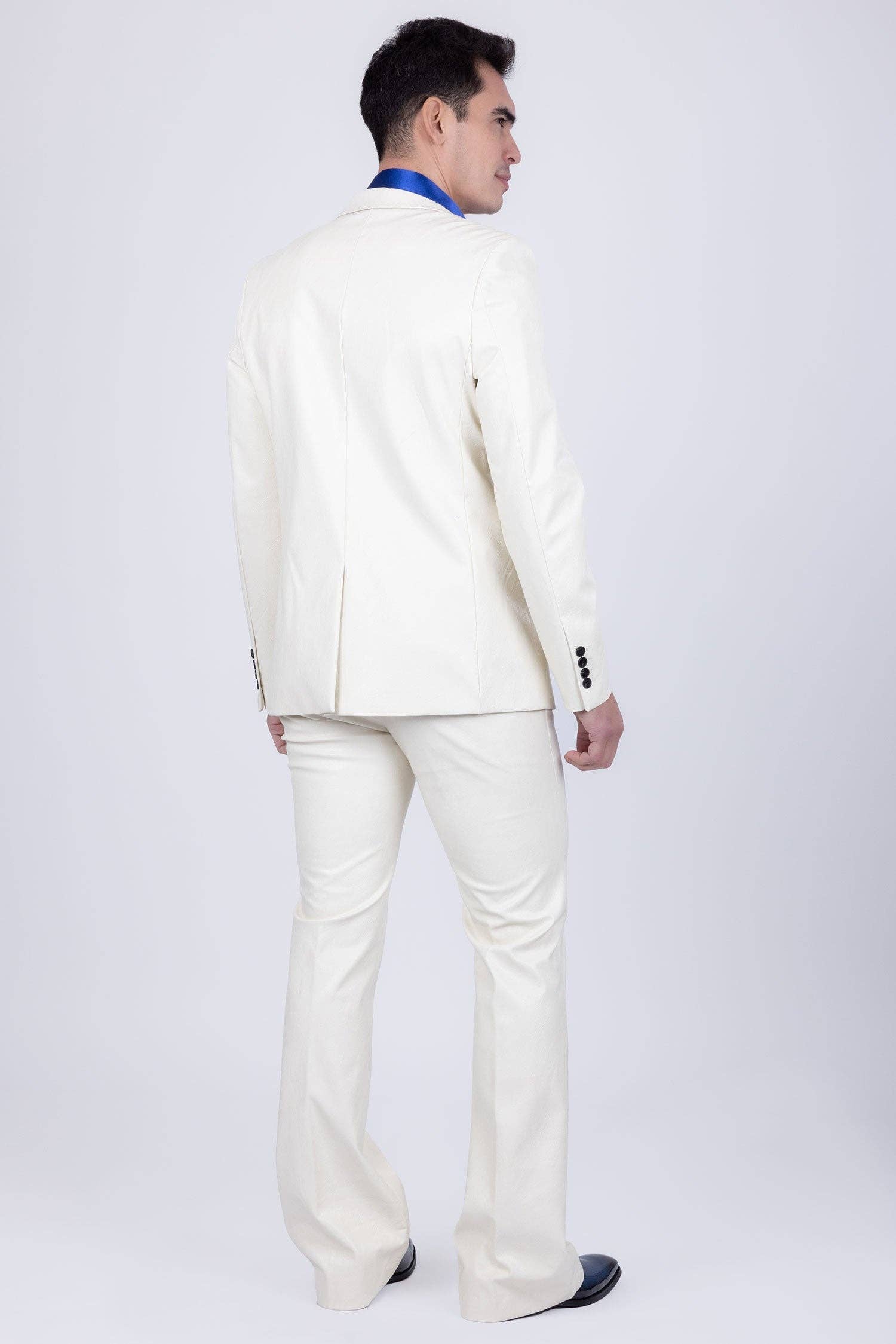 BARABAS - Wholesale Suit Set - Men's - Men's Faux Leather Notch Lapel Suit 5SU4112