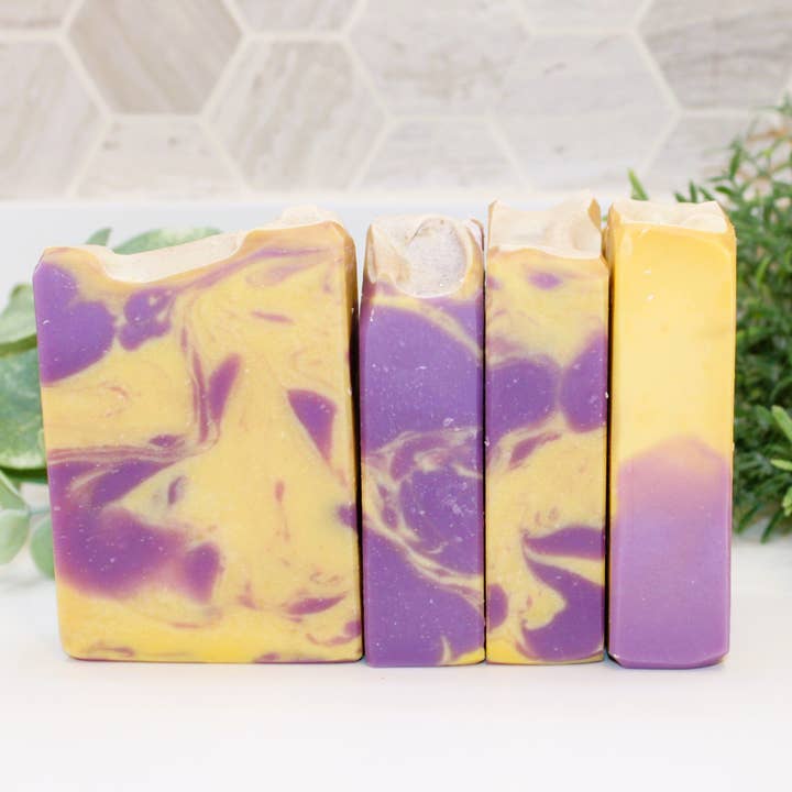 Zesty Lilac Soap Bar, Spring Garden Plant Vegan Formula for wholesale by Baba Yaga Designs LLC
