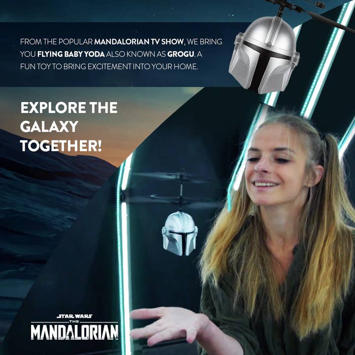 World Tech Toys - Wholesale Toy Plane - Kids - Star Wars The Mandalorian Mando Helmet UFO Helicopter