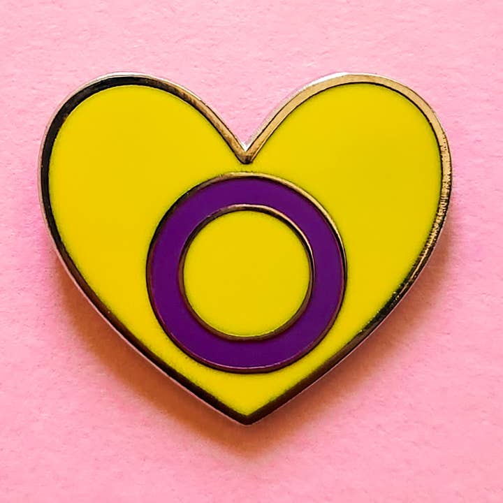 Intersex Heart Pin for wholesale by Little Rainbow Paper Co