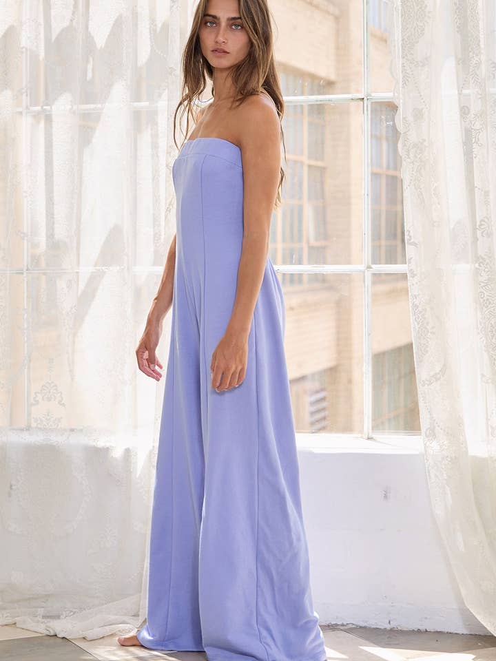 Blue iris R5570 Cutout Back Terry Tube Jumpsuit for wholesale on Faire8