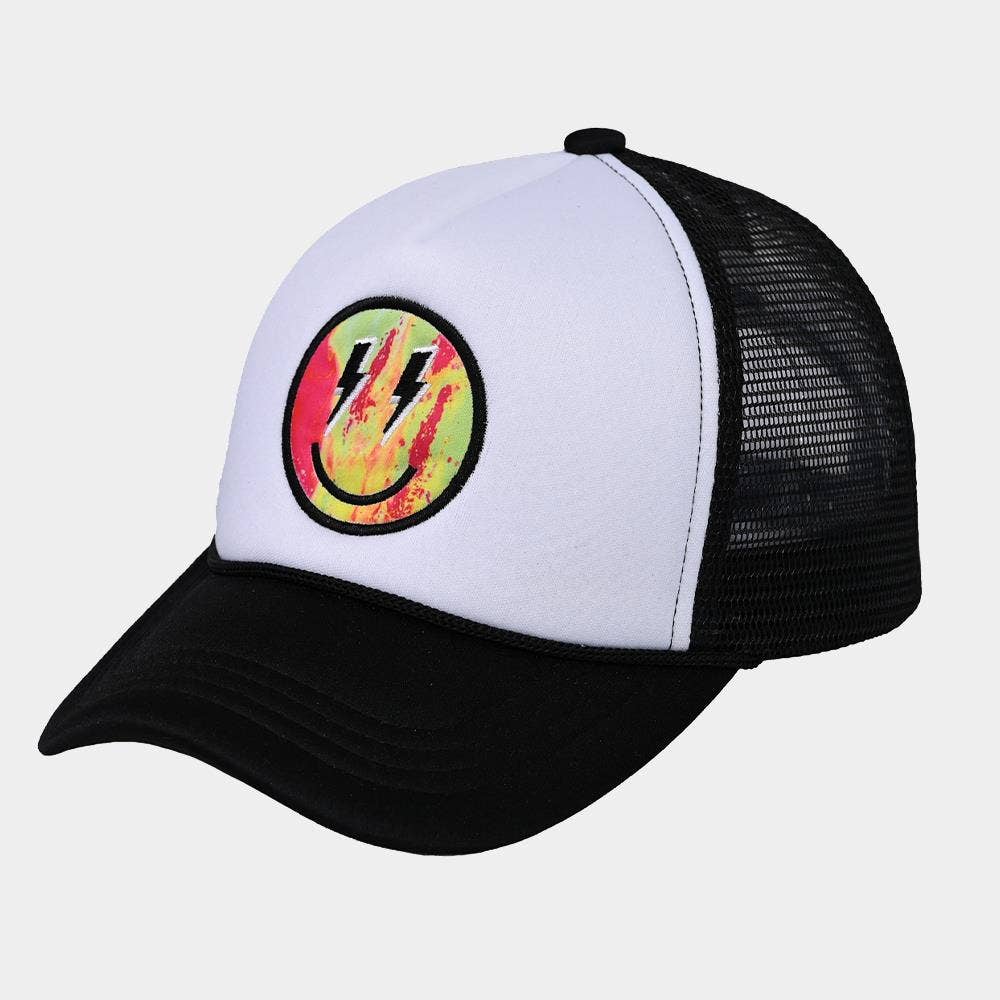 anbfashion - Vendita all'ingrosso Cappellino da camionista - Donna - CAPPELLO DA CAMIONISTA LIGHTNING BOLT EYES CON FACCINA SORRIDENTE GBA-040