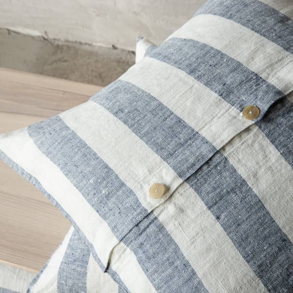 LinenMe - Wholesale Throw Pillow Cover - Linen Cushion Cover Indigo Philippe, Wide stripe Cushion1