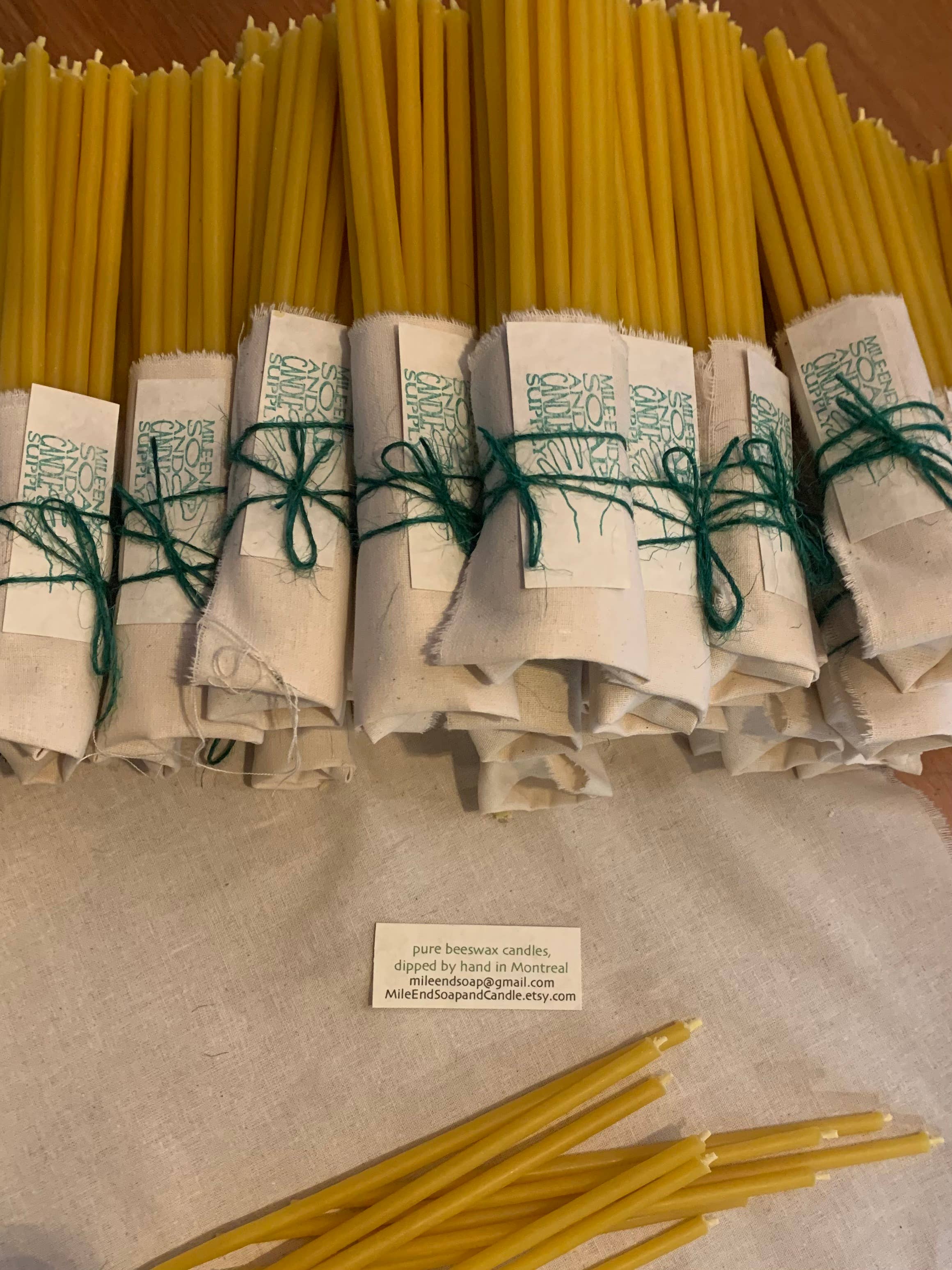 Mile-End Soap & Candle Supply - Vente Bougies pour gâteau - Bougies d'anniversaire en cire d'abeille, grandes et fines, trempées à la main6