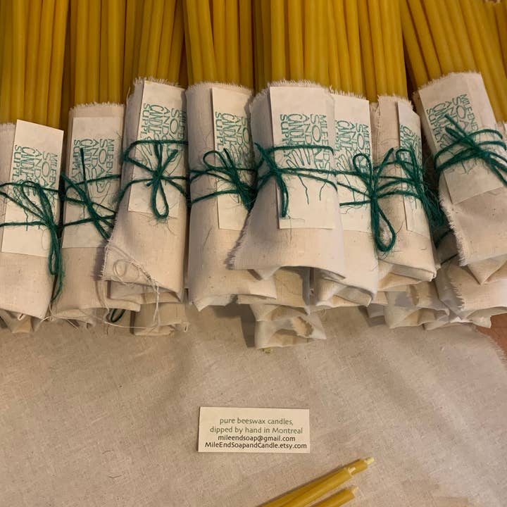 Mile-End Soap & Candle Supply - Vente Bougies pour gâteau - Bougies d'anniversaire en cire d'abeille, grandes et fines, trempées à la main6