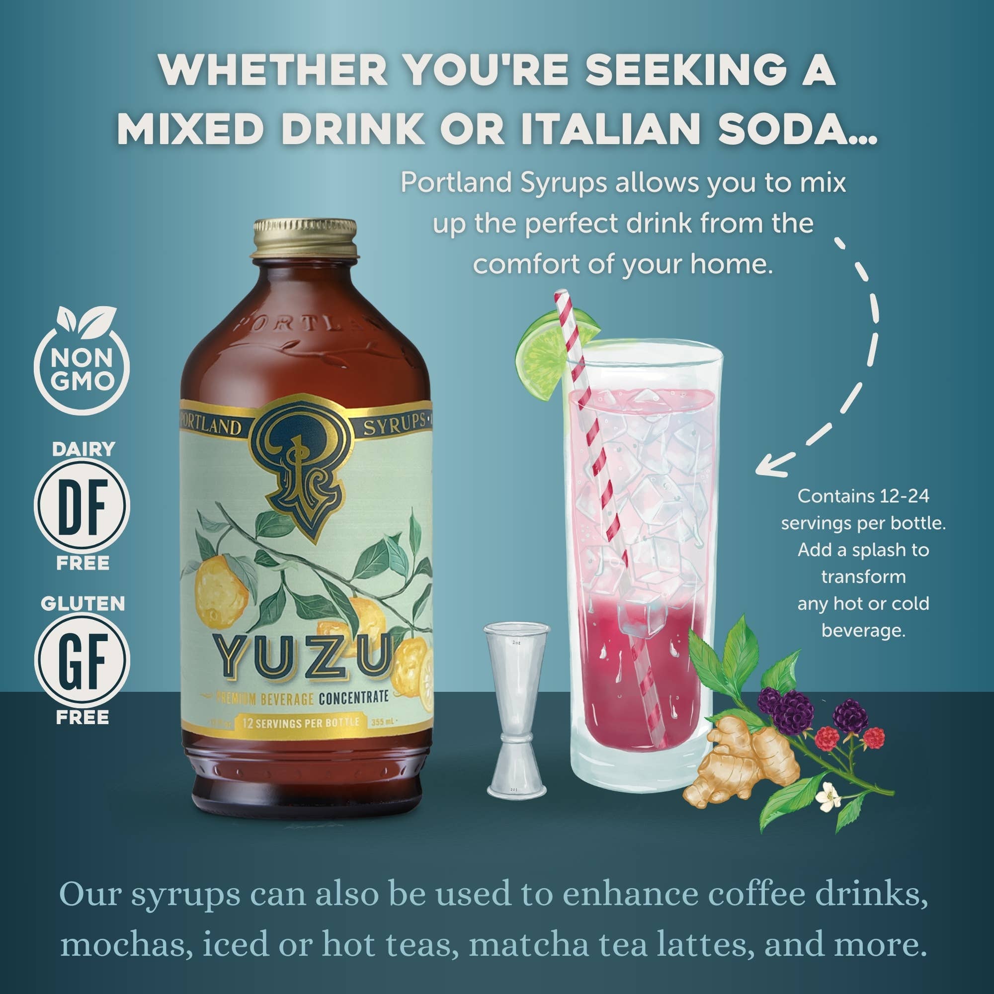 Portland Syrups - Wholesale Cocktail Mix/Syrup - Yuzu Syrup 12oz  - cocktail / mocktail mixer3