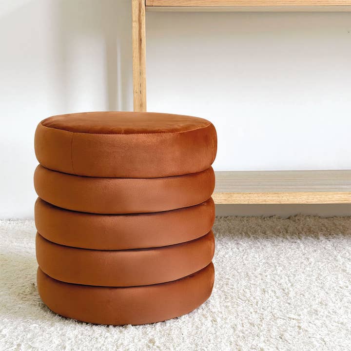 Opjet Paris - Wholesale Stool - Noé velvet storage stool terracotta D36 H37cm2