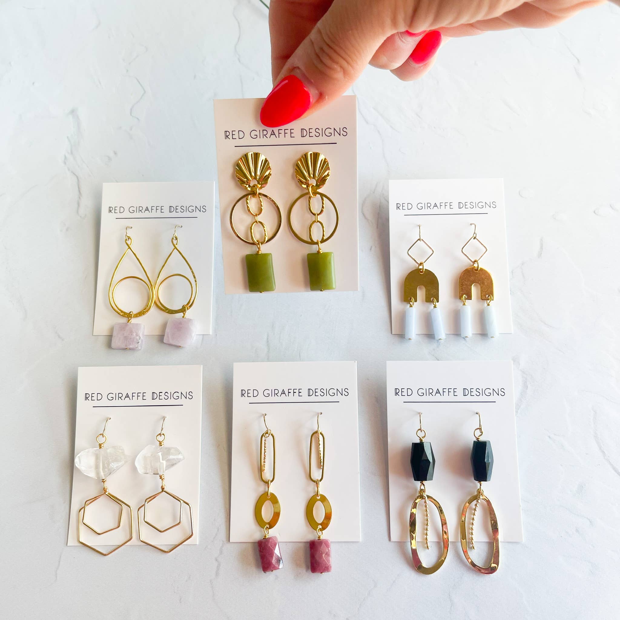 Red Giraffe Designs - Wholesale Dangle Earrings - Assorted Long Gold Earrings5