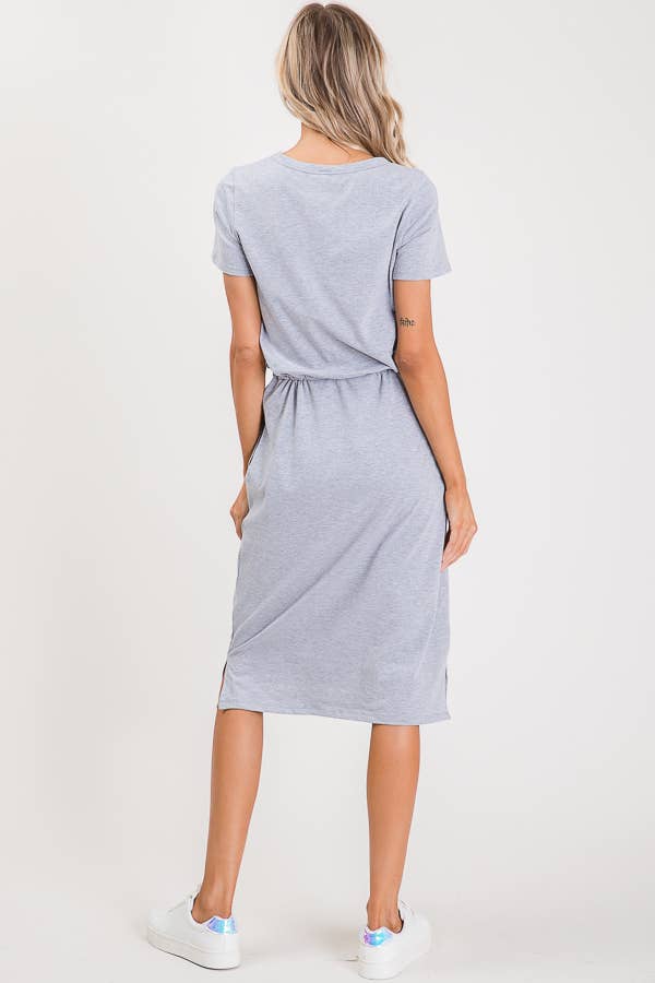 7th Ray - Vente Robe – femme - Robe T-shirt à cordon de serrage à la taille avec poches latérales D246546