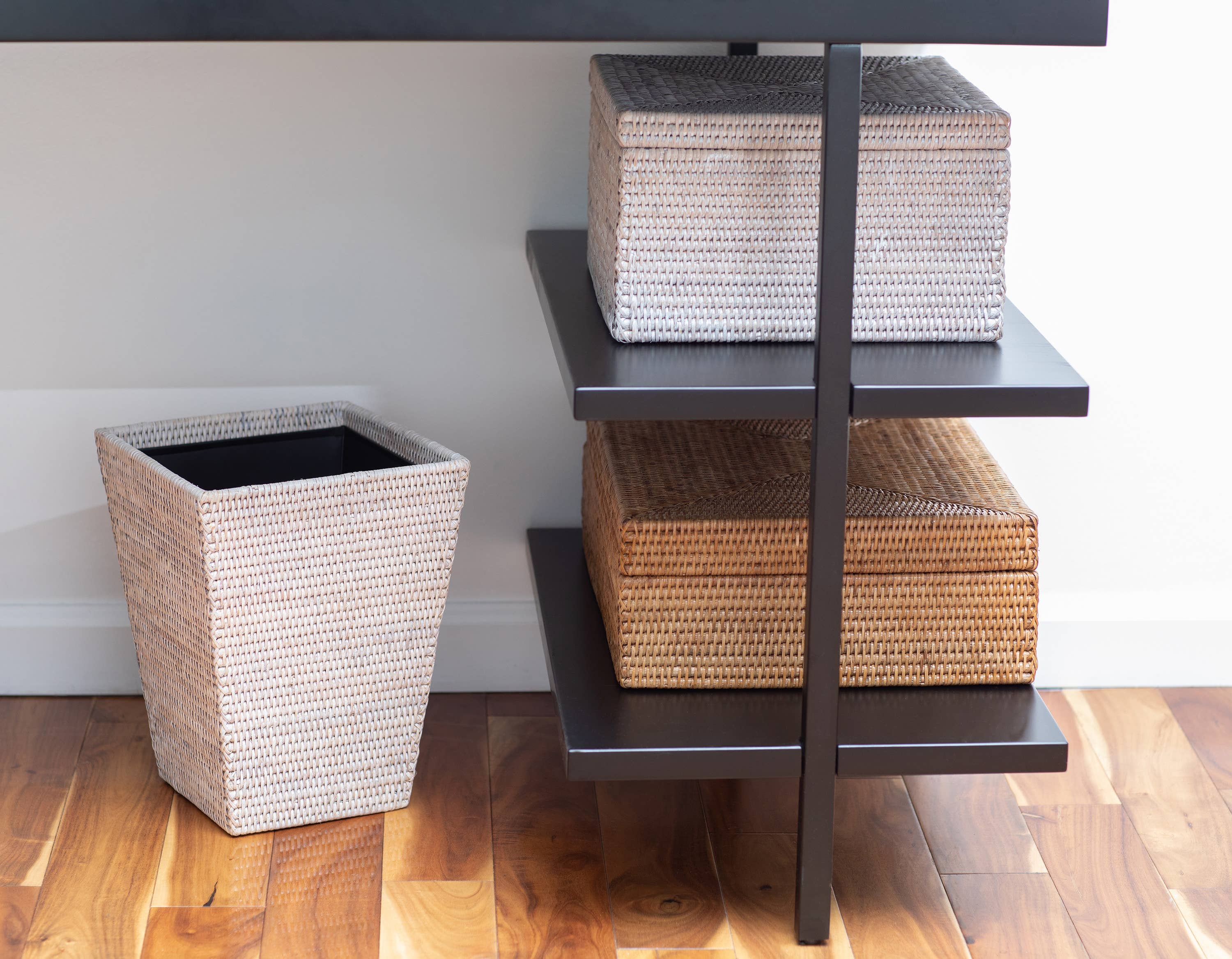 Artifacts Trading Company - Wholesale Trashcan/Trash Bin - Square Tapered Rattan Waste Basket, Handwoven bin8