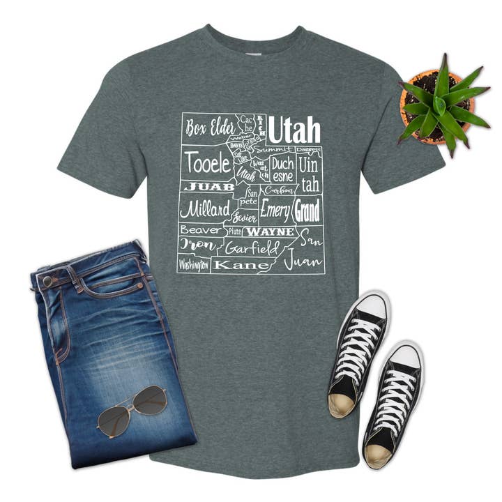 Utah State County Map Shirt, T-shirt for wholesale by 316 Legacy LLC