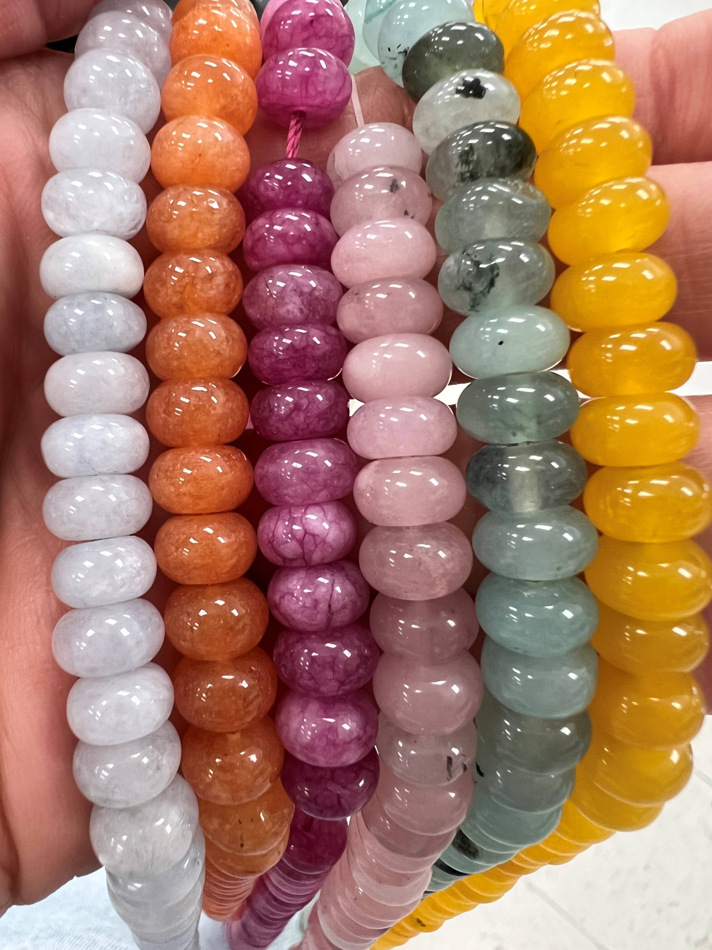 Sonya Renee Jewelry - Wholesale Beaded/Pearl Necklace - Lilly Gemstone Bead Necklace multi-color 8mm opals jade 27