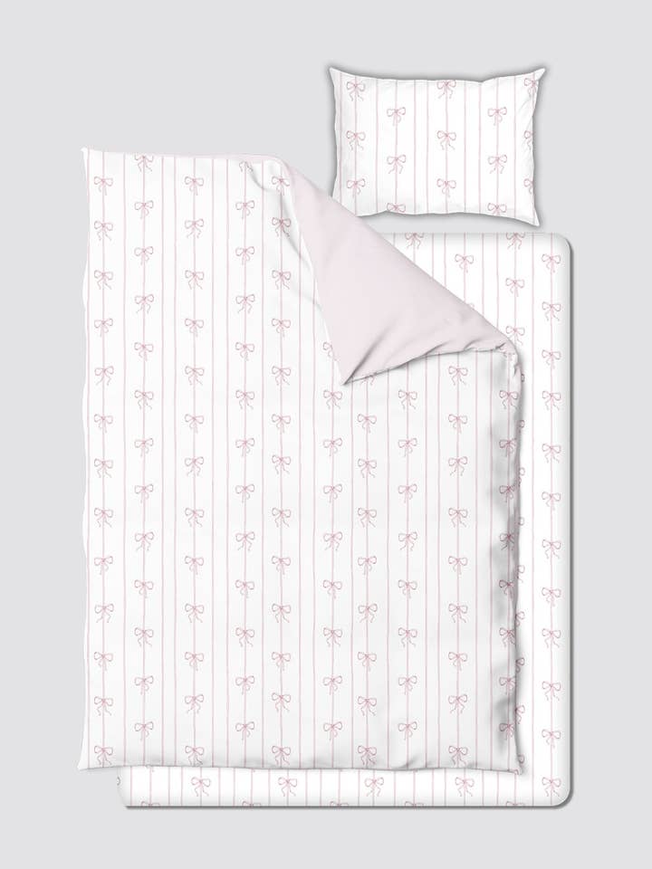 Ensemble de literie pour bébé - Ruban / Rose pour la vente par Atelier Babbi