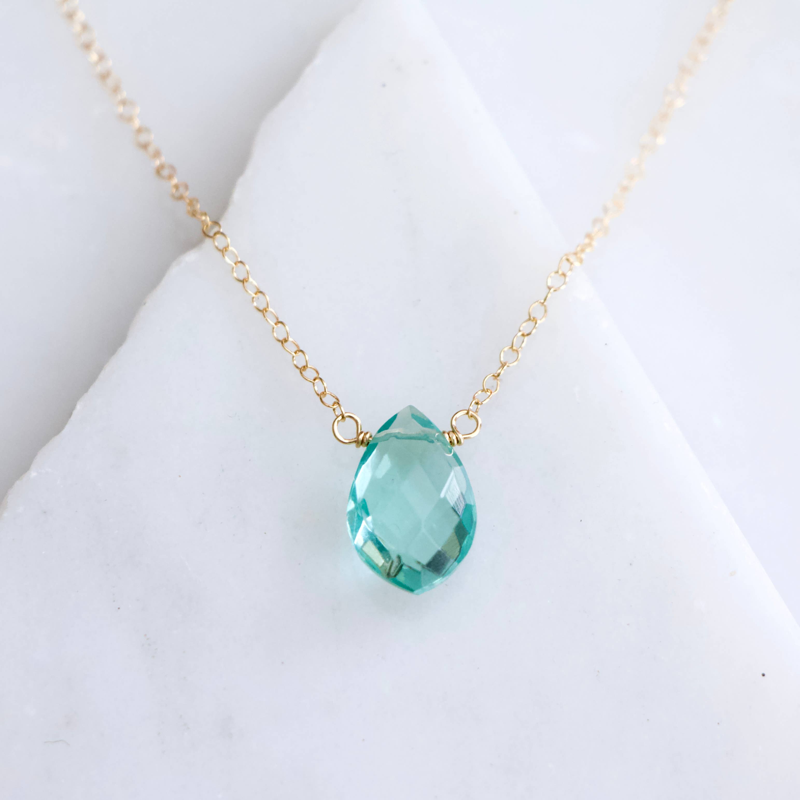Mesa Blue - Wholesale Pendant/Charm Necklace - Aquamarine Quartz Necklace - Gold Filled4