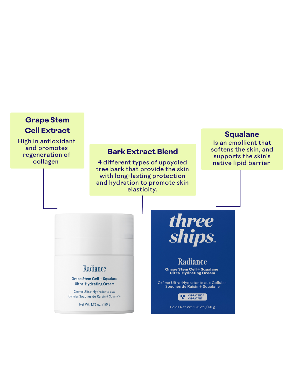 Three Ships (No Duties | Ships from US/CA | USMCA Compliant) - Wholesale Facial Moisturizer - Radiance Grape Stem Cell + Squalane Ultra-Hydrating Cream6