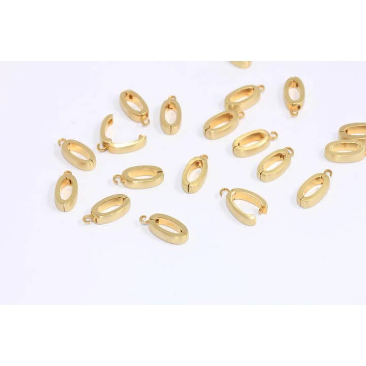 QueenJewelryM - Wholesale Individual Charm/Pendant - 7x13mm Raw Brass Pendant Bail, Pinch Bail Charm, MTE1242