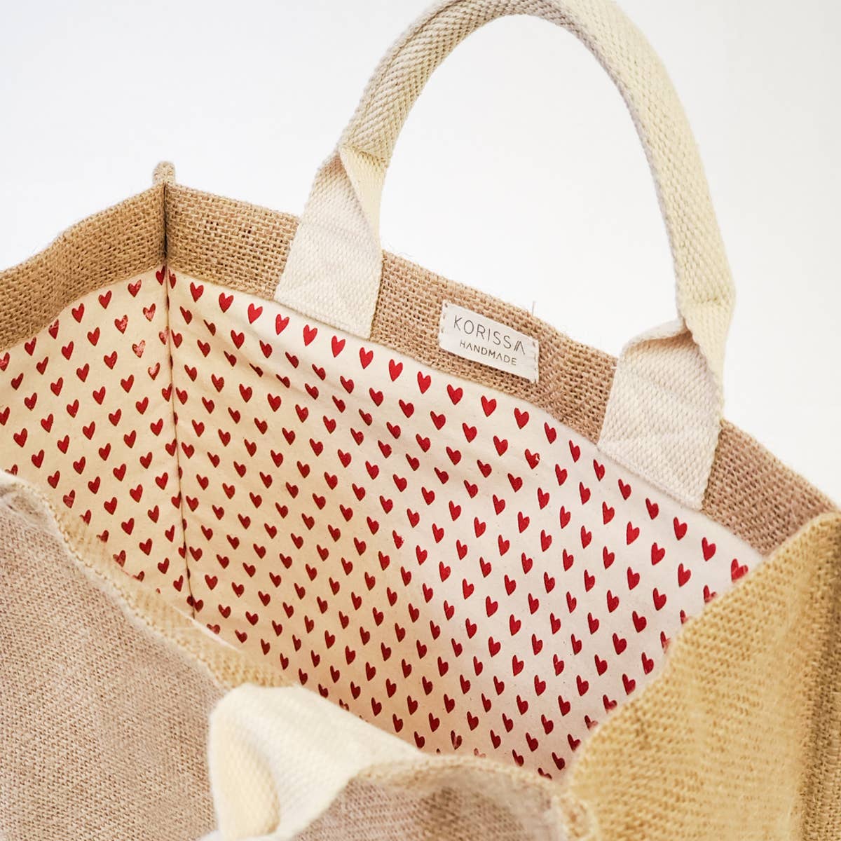 KORISSA - Vendita all'ingrosso Buste regalo - Borsa in Tela di Iuta Fatta a Mano • Borsa in Tela • Borsa Regalo con Pompom (S)1