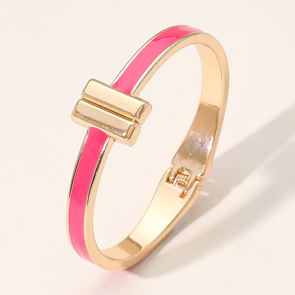 Sensibling Corp. - Wholesale Bangle Bracelet - Metal Bar Tip Enamel Hinged Bangle Bracelet2