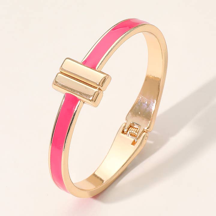 Sensibling Corp. - Wholesale Bangle Bracelet - Metal Bar Tip Enamel Hinged Bangle Bracelet2
