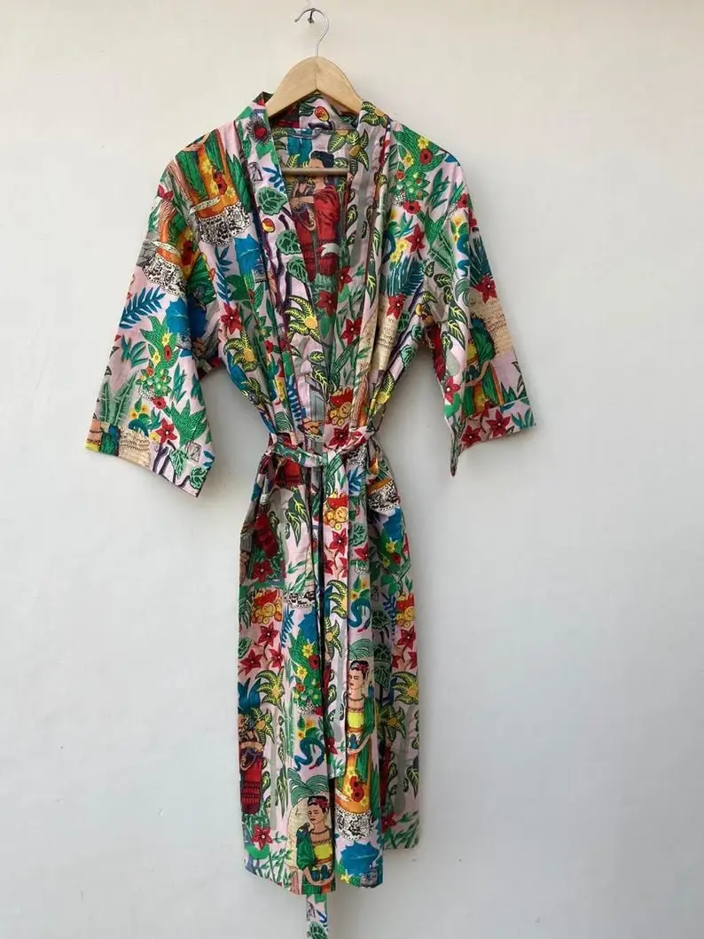 GYPSY STUDIO – wholesale Robe – Women's – Bath Robe Cotton Robe Cotton Kimono Indian Pure Cotton Robes0
